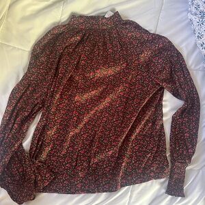 GAP Black and Red Floral Blouse
